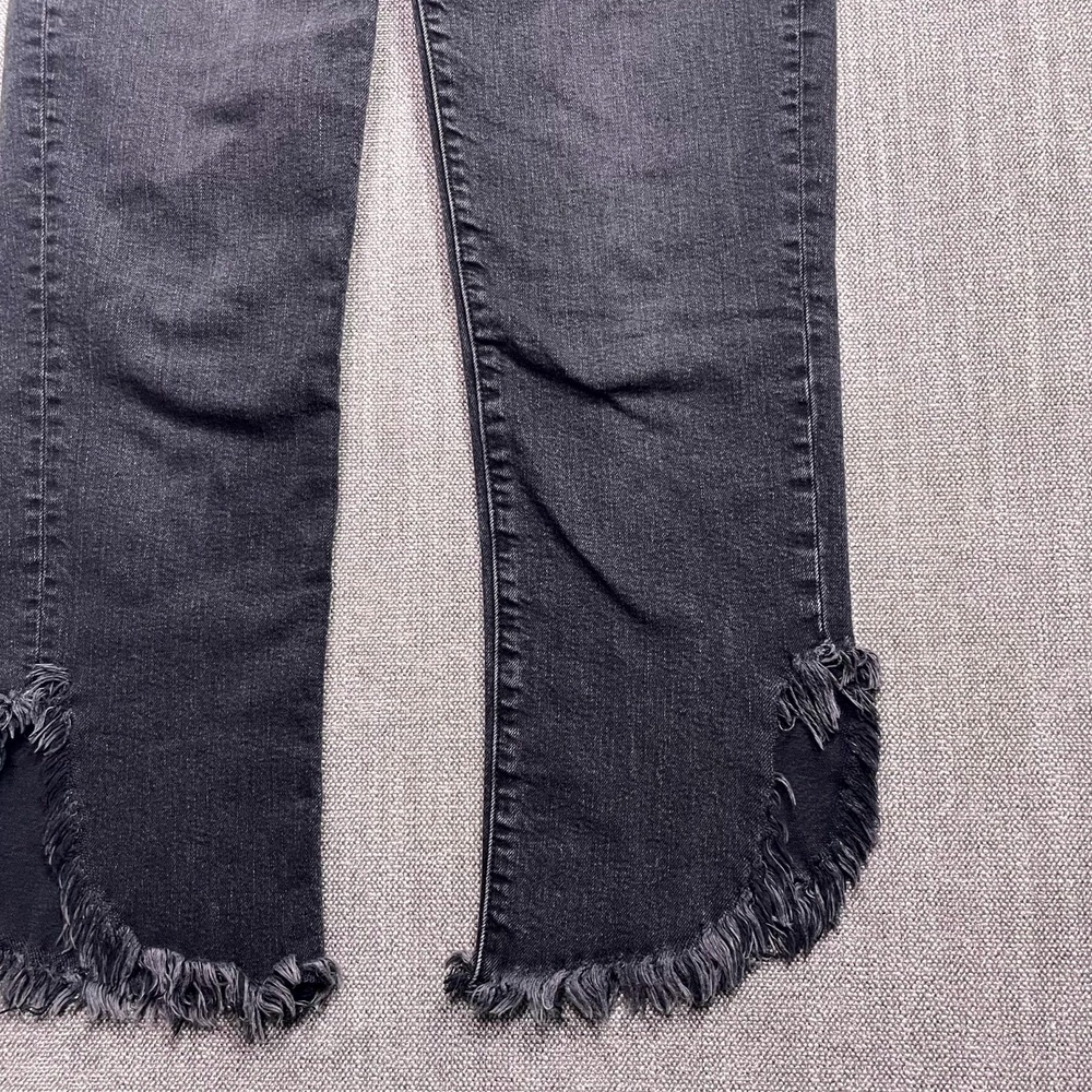 Paige Hoxton Straight Ankle Jeans Women 28 Black Denim Cotton Stretch Frayed Hem - Picture 2 of 12